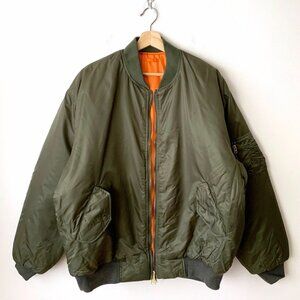Vintage Sage Green MA-1 Flight Bomber Jacket Size Medium